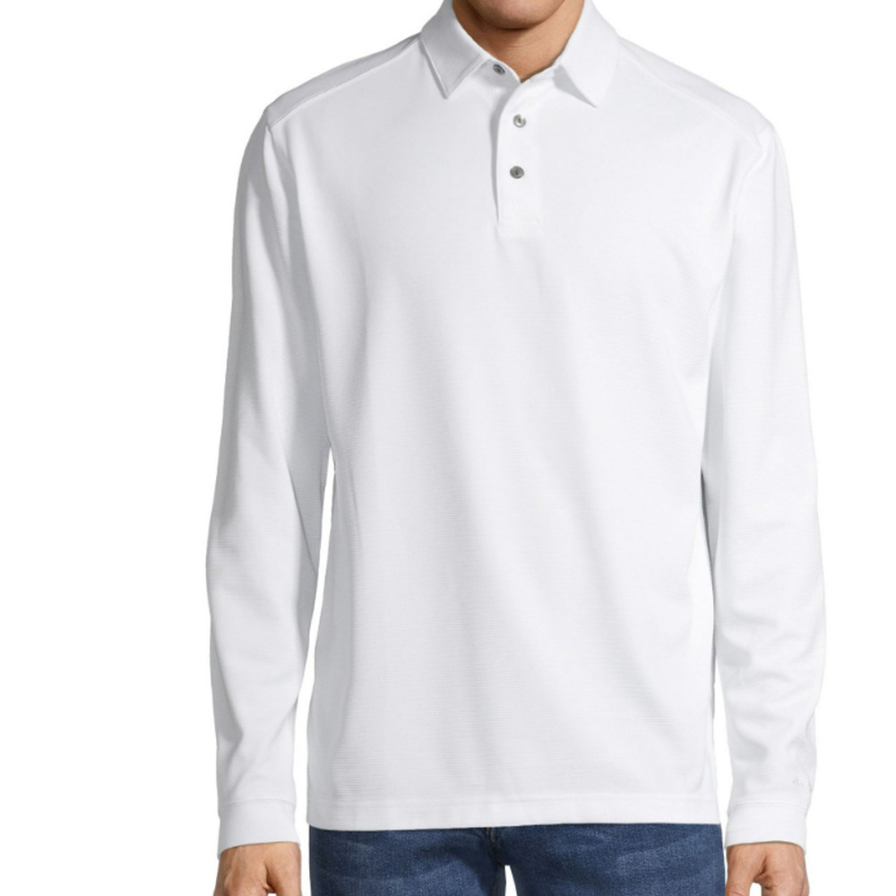 Ben Hogan Polo Shirt Mens Size 3XL Golf White Relax Fit Long Sleeve Performance